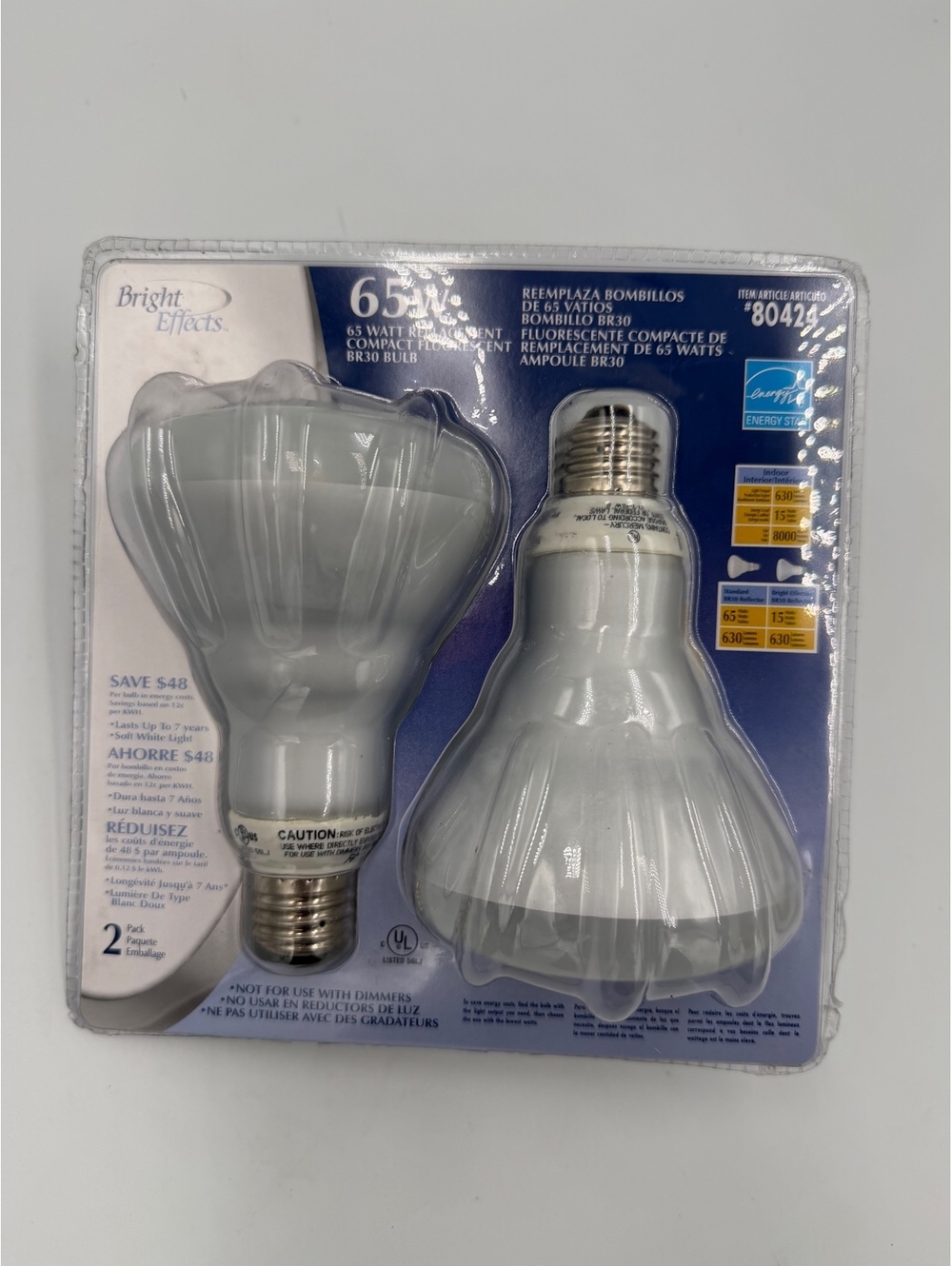 Bright Effects 65W Equivalent Compact Fluorescent Light Bulbs 2-Pack